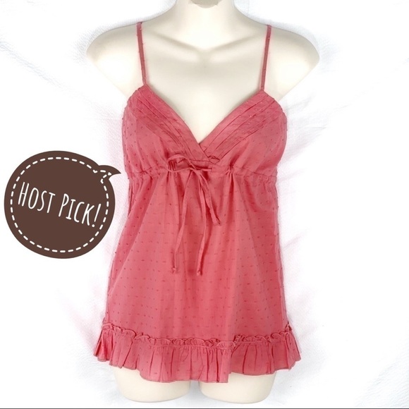 New-pathway LA Boutique Brand, Swiss Dot Cotton, Strappy Front Tie Camisole Top - Picture 1 of 9